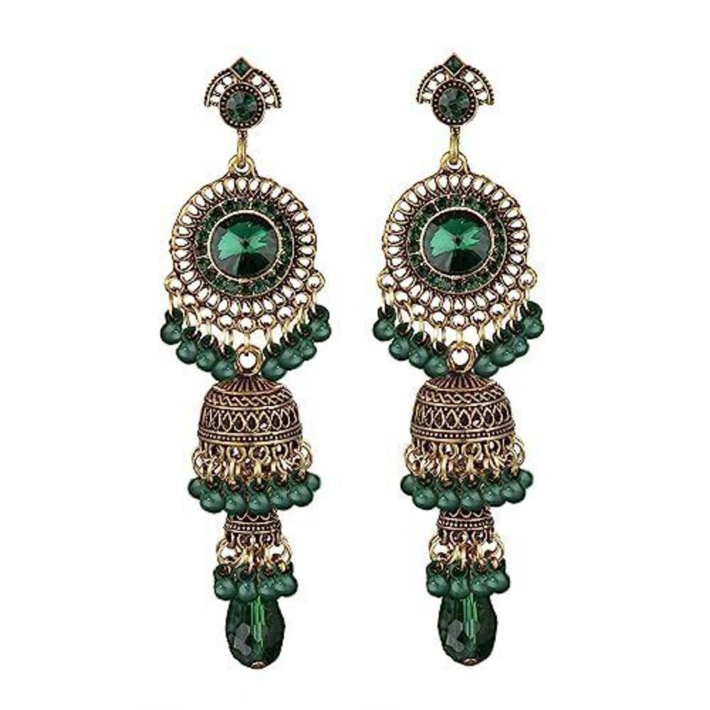 9089 Vintage Jhumka Jhumki Tassel Drop Dangle Earrings Indian Ethnic Beaded